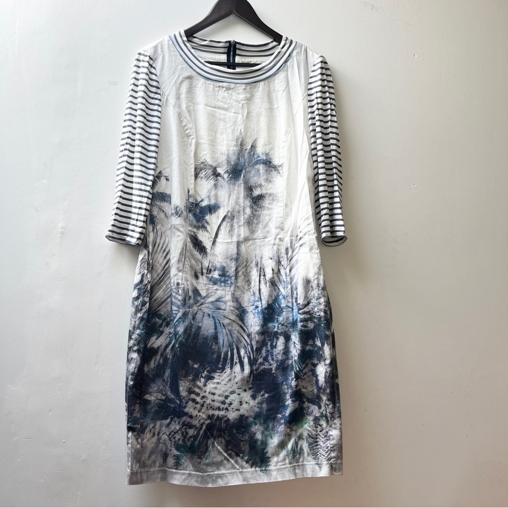 Apanage Germany Exotic Jungle Palm Tree Dress Stripe Sleeve Cotton 12